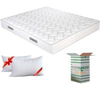 EVERGREENWEB - Materasso Matrimoniale 140x195 Alto 16 cm in Poliuretano ORTOPEDICO lastra Water Foam Bio + COPPIA CUSCINI Memory Foam GRATIS, Rivestimento Morbido Bianco ANALLERGICO x per Reti e Letti