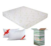 EVERGREENWEB - Materasso Matrimoniale 140x200 in Fibra BAMBOO e Water Foam Ortopedico Alto 20 cm con Coppia Cuscini Memory GRATIS, Tessuto Antiacaro Effetto MASSAGGIANTE, per Letti e Reti Matrimoniali