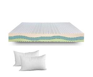 EVERGREENWEB - Materasso Matrimoniale 160x190 in MEMORY FOAM Alto 20cm Ortopedico con DISPOSITIVO MEDICO, Lastra Waterfoam AIR 7 Zone Lato Estivo Invernale Tessuto Sfoderabile + 2 Cuscini Letto GRATIS