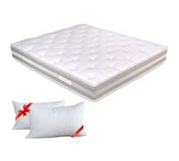 Evergreenweb - Materasso Matrimoniale 160x200 alto 25cm con Topper MEMORY FOAM MED Sfoderabile + 2 Cuscini Letto GRATIS Lastra in Waterfoam Ortopedico Zone Differenziate doppio Lato Estivo e Invernale