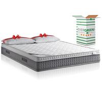 EVERGREENWEB - Materasso Matrimoniale 160x200 in Memory Foam con Topper Alto 25 cm DISPOSITIVO MEDICO + 2 Cuscini Memory, Rivestimento Bianco Effetto MASSAGIANTE Tessuto Antiacaro per Reti o Letti