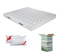 EVERGREENWEB Materasso Matrimoniale 180x200 Alto 16 cm con 2 CUSCINI Memory Foam GRATIS, Lastra interna in WaterFoam ORTOPEDICO, Rivestimento Bianco Trapuntato 3D Effetto Massaggiante per Reti e Letti