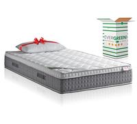 EVERGREENWEB - Materasso Piazza e Mezza 120x195 in Memory Foam con Topper Alto 25 cm DISPOSITIVO MEDICO + Cuscino Memory, Rivestimento Bianco Effetto MASSAGIANTE Tessuto Antiacaro per Reti o Letti