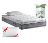 EVERGREENWEB - Materasso Piazza e Mezzo 120x200 in Memory Foam con Topper Alto 25 cm DISPOSITIVO MEDICO Detraibile + Cuscino, Rivestimento Bianco Imbottito Effetto MASSAGIANTE Tessuto Antiacaro