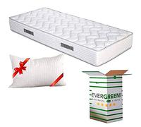 EVERGREENWEB Materasso Singolo 75x190 DISPOSITIVO MEDICO per Rete Letto Singolo, Alto 20 cm con Cuscino Memory Foam GRATIS, Ortopedico, Rivestimento Bianco Effetto Massaggiante, Tessuto ANALLERGICO