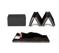 EVERGREENWEB - Materasso Singolo 80x190 h 10 cm Waterfoam MULTIUSO trasformabile in Confortevole Pouf Letto Futon Salvaspazio Pieghevole 4 pezzi SFODERABILE Lavabile adatto per MASSAGGI Shiatsu, NERO