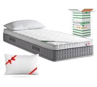 EVERGREENWEB - Materasso Singolo 80x200 in Memory Foam con Topper Alto 25 cm DISPOSITIVO MEDICO Detraibile + Cuscino GRATIS, Rivestimento Bianco Imbottito Effetto MASSAGIANTE Tessuto Antiacaro