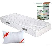 EVERGREENWEB - Materasso Singolo 85x190 Alto 16 cm in Poliuretano ORTOPEDICO lastra Water Foam Bio + CUSCINO Memory Foam GRATIS, Rivestimento Morbido Bianco ANALLERGICO per Reti o Letti Singoli, CITY