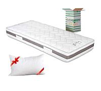 Evergreenweb - Materasso Singolo 85x190 alto 20cm a Molle in Acciaio e Waterfoam con CUSCINO Memory, Ortopedico contro Mal di Schiena, RIGIDO EXTRA COMFORT Fodera Antiacaro x Letti, Reti Fisse OFFERTA