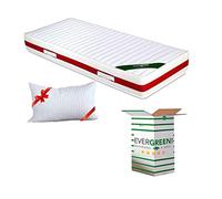 EVERGREENWEB Materasso Singolo 85x190 in MEMORY FOAM & Waterfoam ORTOPEDICO alto 22 cm con CUSCINO Cervicale GRATIS Lastra Massaggiante Rivestimento Antiacaro Bianco SFODERABILE per Reti e Letti