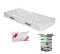 EVERGREENWEB Materasso Singolo 90x190 Alto 16 cm con CUSCINO Memory Foam GRATIS, Lastra interna in WaterFoam ORTOPEDICO, Rivestimento Bianco Trapuntato 3D Effetto Massaggiante per Tutti Reti e Letti