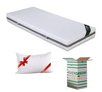 EVERGREENWEB - Materasso Singolo 90x190 Alto 18 cm con CUSCINO in Memory Foam INCLUSO Lastra in Poliuretano Ortopedico Rivestimento SFODERABILE e Lavabile Effetto MASSAGGIANTE per Reti e Letti Singoli