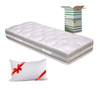 Evergreenweb - Materasso Singolo 90x190 alto 25cm con Topper in Memory Foam Med Sfoderabile + Cuscino Letto GRATIS, Lastra in Waterfoam Ortopedico a 7 Zone Differenziate doppio Lato Estivo e Invernale