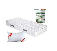 EVERGREENWEB Materasso una Piazza e Mezza 120x195 DISPOSITIVO MEDICO per Rete Letto, Alto 20 cm con Cuscino Memory Foam GRATIS, Ortopedico, Rivestimento Bianco Effetto Massaggiante Tessuto ANALLERGICO