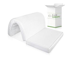 EVERGREENWEB - Materasso Una Piazza e Mezzo 120x190 Alto 10 cm per Divano Letto Prontoletto, Pieghevole in Poliuretano, Rivestimento Bianco Anallergico, Ortopedico, Laccetti di Fissaggio MOD Bed Sofa