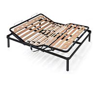 EVERGREENWEB - Migliore Rete Matrimoniale ELETTRICA 140x195 cm a Doghe in Legno Alzata Pieghevole MOTORIZZATA con Doppia Struttura in Ferro + 4 Gambe Smontabili, Base da Incasso per Letti e Materassi