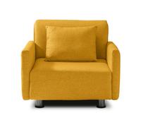 EVERGREENWEB Poltrona Letto 2 in 1 con Materasso Singolo 80x190 Ortopedico, Divano Prontoletto RICHIUDIBILE 1 Posto, Rivestimento Giallo SFODERABILE, Braccioli Slim, Cuscino SUPERSOFT Incluso | EDITH