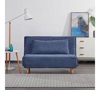 EVERGREENWEB Poltrona Letto Trasformabile in Letto Piazza e Mezzo 120x190 con Materasso e Cuscino Imbottito | Divanetto Clic Clac con Schienale Regolabile 2 Posti con Gambe in Legno | Blu | VELVET