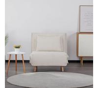 EVERGREENWEB - Poltrona Letto Trasformabile in Letto Singolo 80x190 con Materasso e Cuscino Imbottito | Divanetto Clic Clac con Schienale Regolabile 1 posto con Gambe in Legno | Bianco | VELVET