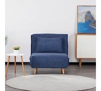 EVERGREENWEB - Poltrona Letto trasformabile | Poltrona letto con Materasso singolo e cuscino imbottito | Divanetto clic clac con Schienale Regolabile 1 posto con gambe in legno | Blu |Velvet 80