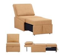 EVERGREENWEB - Poltrona Pouf Letto Singolo con Materasso e Cuscino INCLUSO, Prontoletto Salvaspazio Pieghevole, Pouf Poggiapiedi, Ottomano, Comodo Schienale Regolabile e Tasca Laterare | SOFY (Giallo)