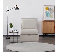 EVERGREENWEB - Poltrona Pouf Letto Singolo con Materasso, Prontoletto Salvaspazio pieghevole per Camera, Pouf poggiapiedi, Ottomano | Comodo Schienale e Tasca laterare | Sofy (Crema)