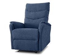 EVERGREENWEB - Poltrona Relax Reclinabile Elettrica con Comodo Pulsante Integrato nel Bracciolo, Schienale Regolabile e Triplo Cuscino in Tessuto Blu, 2in1 Poltrona Letto con Seduta Ergonomica