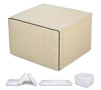 EVERGREENWEB - Pouf Letto con Rivestimento Beige Sfoderabile trasformabile in Confortevole Materasso Singolo WATERFOAM, 80x190 alto 15 cm, Pouf Letto Beige