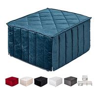 EVERGREENWEB - Pouf Letto Singolo con Materasso in POLIURETANO h 10 cm SUITE Salvaspazio Pieghevole per Camera, Cameretta Tavolino Soggiorno Puff Poggiapiedi, tessuto Sfoderabile VELLUTO colore Blu