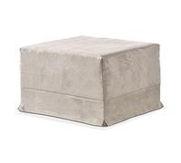 EVERGREENWEB - Pouf letto singolo con materasso, Puff poggiapiedi, materasso ortopedico, copertura sfoderabile e lavabile, pouffe soggiorno, cameretta misura 76x78x47cm (Tortora)