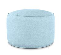 EVERGREENWEB Pouf Rotondo Ø 80 cm - Pouf poggiapiedi Interno ed Esterno Elegante per Giardino, Sgabello Salotto, Balcone - Tessuto di alta Qualità - Outdoor & Indoor- Made in Italy - Celeste