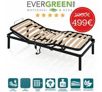 EVERGREENWEB ? Rete ELETTRICA a doghe in legno ALZATA, MOTORIZZATA + 4 PIEDI