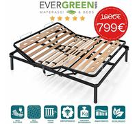 EVERGREENWEB ? Rete ELETTRICA a doghe in legno ALZATA, MOTORIZZATA + 4 PIEDI
