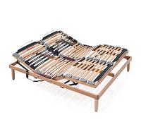 Evergreenweb - Rete Elettrica Matrimoniale 160x190 Ortopedica con Alzata Motorizzata Base Letto a Doghe in Legno Rinforzata Piedi Smontabili Pieghevole 3 Zone Regolatori di Rigidità Detraibile OFFERTA
