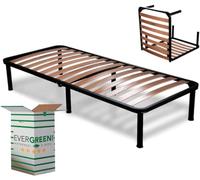 Evergreenweb - Rete Letto una Piazza e Mezza 120x200 a Doghe in Legno Ortopedica con 6 Piedi Smontabili, Struttura portante in Ferro, Pieghevole Salvaspazio Base da Incasso per tutti Letti e Materassi