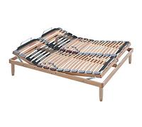 EvergreenWeb - Rete Matrimoniale 140x200 con Doghe in Legno, Alzata Manuale Unica ALZA Testa e Piedi Pieghevole Ortopedica Regolatori di Rigidità Gambe Incluse Gratis Base Letto da Incasso Rinforzata