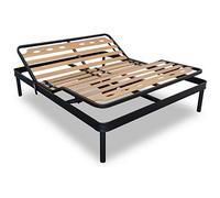 EVERGREENWEB - Rete Matrimoniale ELETTRICA 140x190 a Doghe in Legno TAGLIE FORTI XXL alzata MOTORIZZATA Rinforzata Doppia Struttura in Ferro + 5 Gambe Smontabili, Base da Incasso per Letti e Materassi