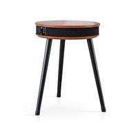 EVERGREENWEB - Tavolino Bluetooth Speaker, Tavolino con Wireless Stazione di Ricarica e Porta USB Bluetooth Stereo Speaker, Tavolino da caffè in legno, Tavolino smart
