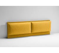 EVERGREENWEB - Testiera Letto Matrimoniale Imbottita Senape, Elegante Testata Letto a Doppio Cuscino da Parete in Tessuto Liscio Antimacchia, Incluso Kit di Montaggio GRATIS, Interno Puro Legno, ROMA