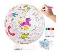 EVERICH TOY Dipingi il tuo pallone da calcio con pennarelli, kit di arti e mestieri per bambini regali di calcio per ragazze ragazzi, taglia 3 giocattoli unicorno da colorare personalizzati palla da