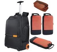 Everki Wheeled 123 zaino per laptop con ruote - per 15,6" e MacBook 16", bagaglio a mano con ruote sostituibili + pouch accessori in rete + set 3 cubi compressione