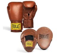 Everlast 1910 Classic Guantoni Boxe 16oz e Colpitori (Marroni), Chiusura a Strappo, Guanti in Pelle per Sacco e Allenamento - Protettivi e Comodi - Gear Originale Everlast