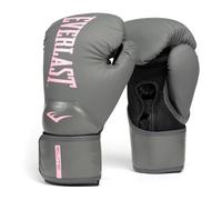 Guanti da Boxe Everlast Elite 2 10oz, Grigio/Rosa, per Sacco, Allenamento e Sparring, Chiusura a Strappo, Barra Ergonomica, Schiuma a Strati - Autentico Everlast