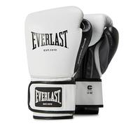 Everlast Powerlock OG Advanced 12oz Guantoni da Boxe (Bianco/Nero), per sacco, colpitori e sparring, chiusura a strappo, EverDri, schiuma C3, impugnatura ergonomica - Attrezzatura originale Everlast
