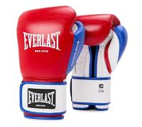 Everlast Powerlock OG Advanced 16oz Guantoni da Boxe (Rosso/Bianco), per sacco, colpitori e sparring, chiusura a strappo, EverDri, schiuma C3, impugnatura ergonomica - Attrezzatura originale Everlast