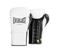 Everlast Powerlock OG Pro Fight Guanti da Boxe 12oz Bianco/Nero Allacciatura a Lacci per Sacco e Competizione