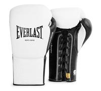 Everlast Powerlock OG Pro Fight Guanti da Boxe 16oz Bianco/Nero Allacciatura a Lacci per Sacco e Competizione