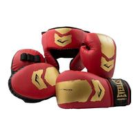 Everlast Prospect 2 Kit Allenamento Giovani (Rosso/Oro), Guanti Youth/bambini 8oz e Casco Protettivo per MMA, Kickboxing - Equipaggiamento Everlast