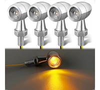 evermotor Frecce LED Moto Omologate, 12V 4 Pezzi Cromato E24 Universale Mini Indicatori di Direzione Segnale IP67 impermeabile