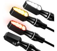 evermotor Mini LED Indicatore Moto a 3 Perle, E-geprüft, Alluminio CNC, 12V 4 Pezzi, con Luce di Posizione, Universale per E-Bike/Scooter, 2x Ambra & Bianco, 2x Ambra & Rosso